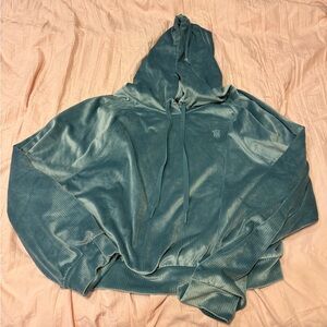PINK Victoria's Secret Teal Velvet Hooded Pullover